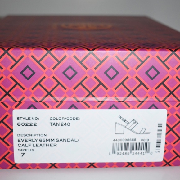 TORY BURCH EVERLY 65 MM SANDALS ROYAL TAN LEATHER - Picture 9 of 11